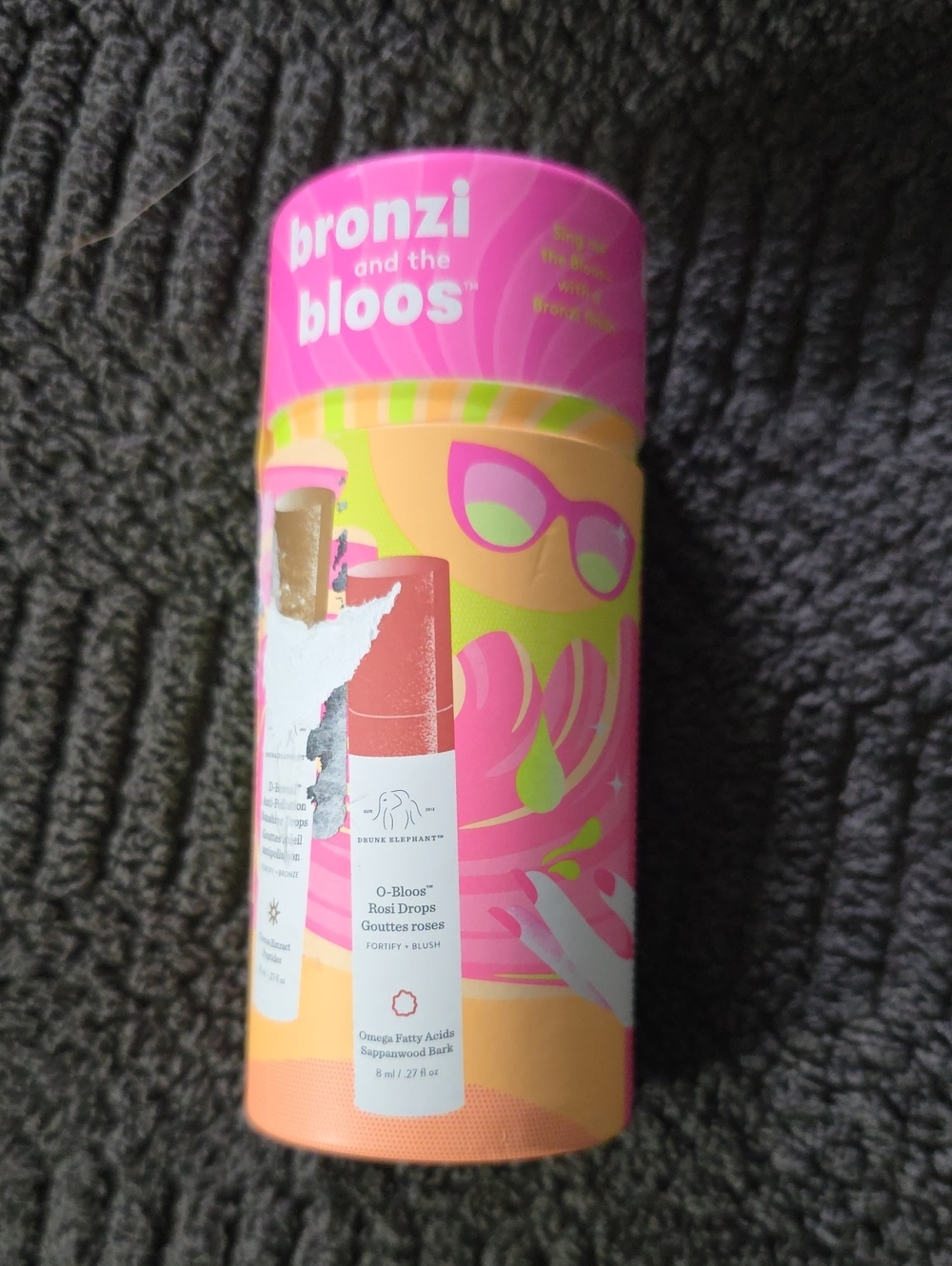 Drunk Elephant O-Bloos Rose Drops Bottle - Pink and Orange Artwork